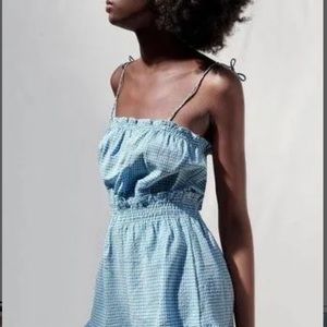 Zara Baby Blue Gingham Jumpsuit